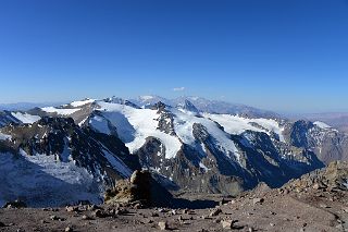 32 Cerro Fitzgerald, Zurbriggen, Cupola de Gussfeldt, Cerro Link And La Mano With La Mesa, Mercedario, Alma Negra, Ramada In The Distance Late Afternoon From Aconcagua Camp 2 5482m